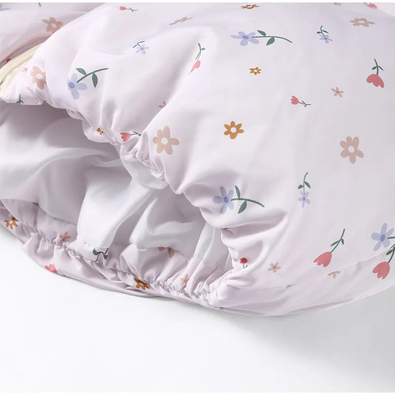 Printed Hooded Puffy Cotton Jacket Women Stand Collar Long Sleeve Zipper Loose Padded Coats 2025 Winter Lady Warm Outwear Street