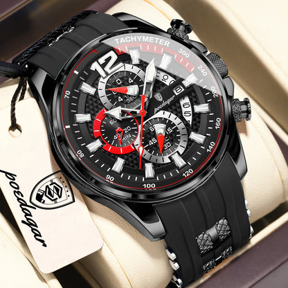 POEDAGAR Original Fashion Men Watch Date Chronograph Silicone Sports Man Clock Luminous Waterproof Military Quartz Men's Watches