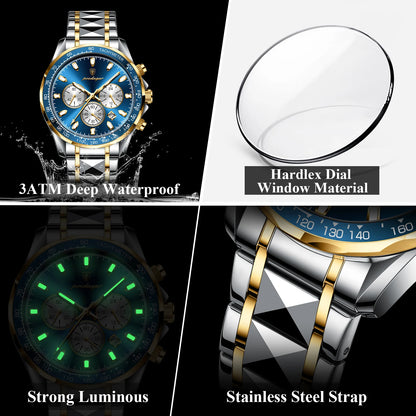 POEDAGAR Top Luxury Men Watch Chronograph Waterproof Luminous Date Man Watch Stainless Steel Sports Fashion Quartz Men's Watches