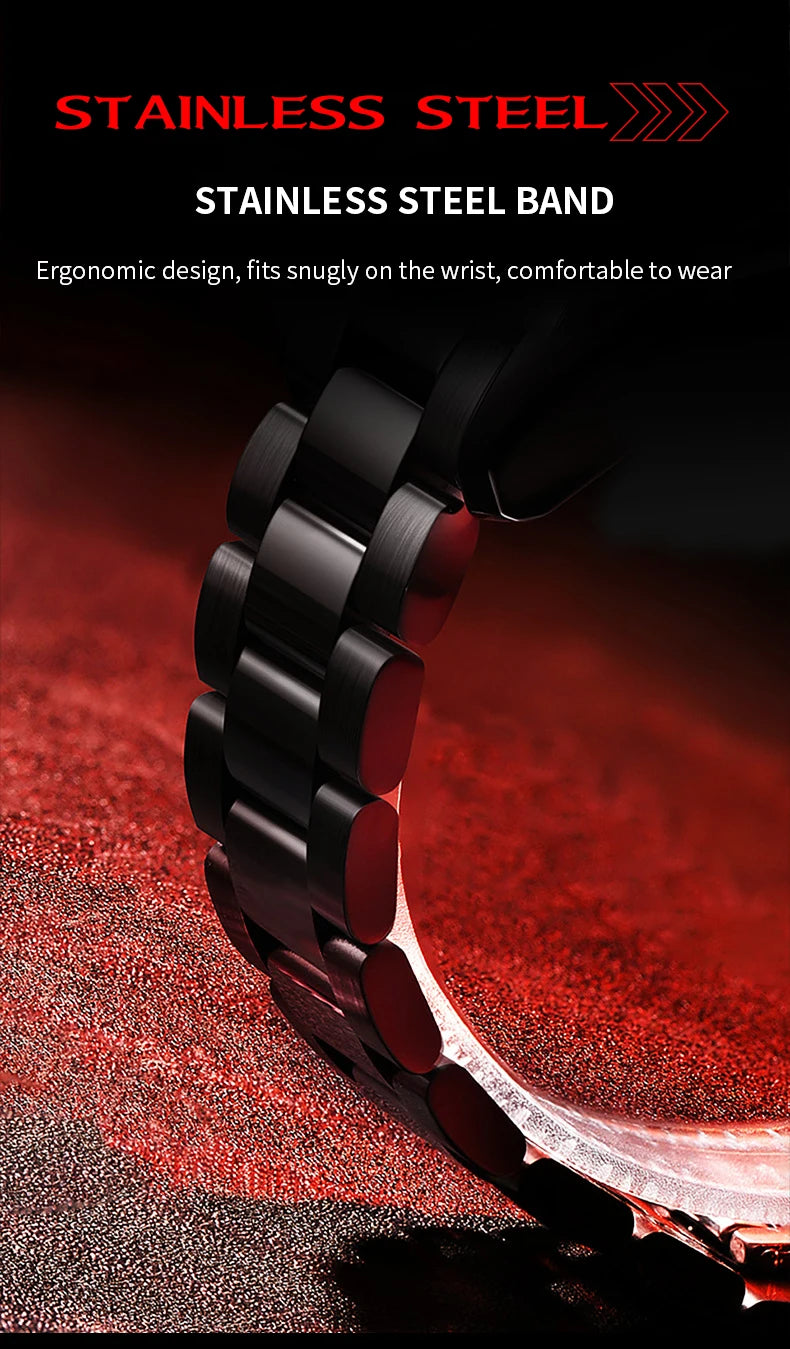 Sports Men Watch 43mm Red Rotating Dial Black Stainless Steel With Quartz Clock Simulation Car Hub 3Bar Daily Waterproof Watches