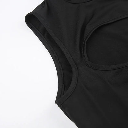 Women's Gothic Techwear Sexy Hollow Out Sleeveless Tank Tops, Bodysuit for Women, Streetwear Style, Backless Playsuit Vest