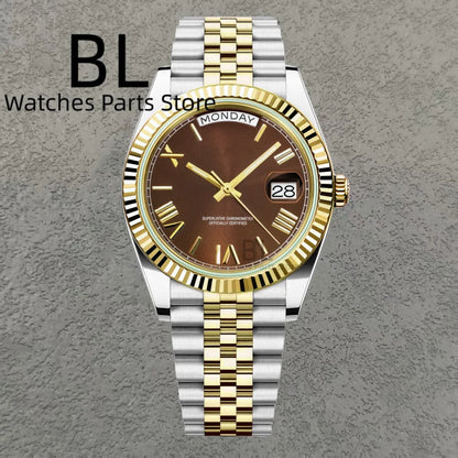 BLIGER 36mm39mm Silver Gold Luxury Enamel Dial Men's Watches Miyota8285 Week Date Function Waterproof Sapphire Glass Reloj Hombr