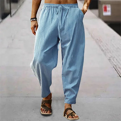 Fashion Mens Linen Wide Pants Korean Trousers Oversize Sports Streetwear Male Spring Yoga Pants Casual Men Clothing Sweatpants