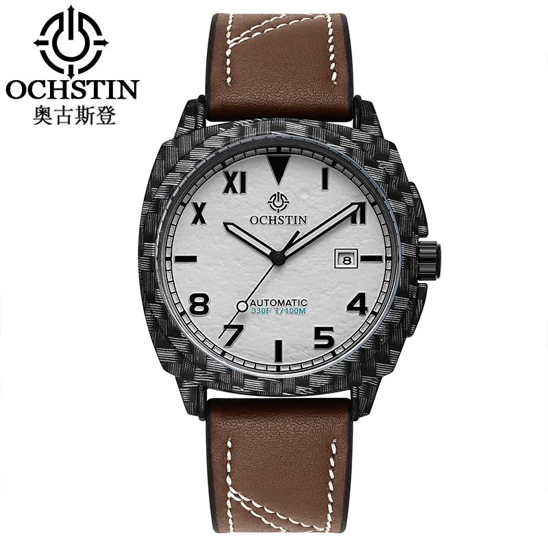 OCHSTIN Men's Automatic Mechanical Movement Watches Man Leather Strap Wristwatch Waterproof Master Series Luminous Hand Watch