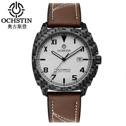 OCHSTIN Men's Automatic Mechanical Movement Watches Man Leather Strap Wristwatch Waterproof Master Series Luminous Hand Watch