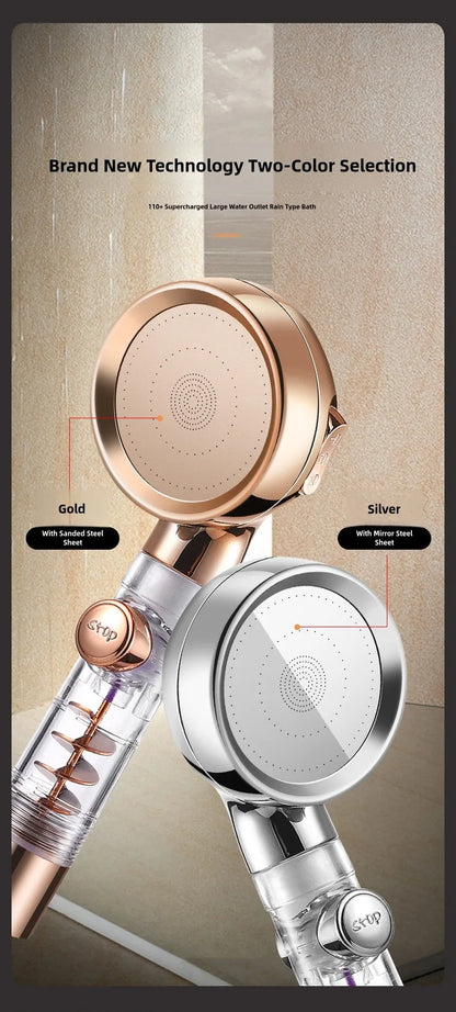 3 Modes High Pressure Shower Head Gold Water Saving Showerhead with Stop Button Eco Filter Shower Head Bathroom Accessories