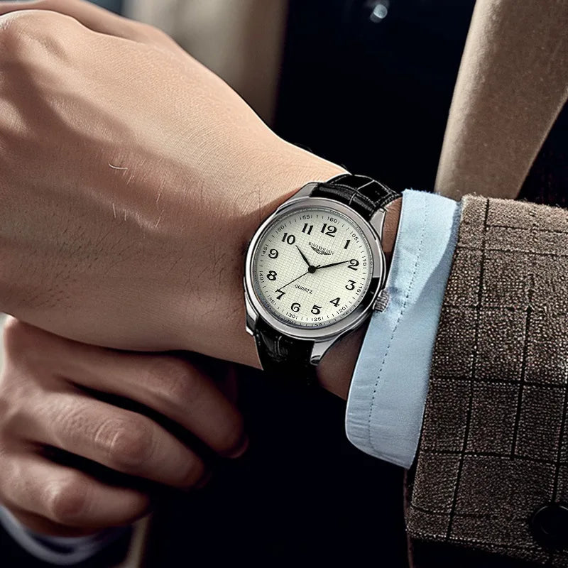 2026 Man Wristwatch Luxury Business Waterproof Men Watch For Men Quartz Clock Leather Men's Watches reloj+Box Men's Gift
