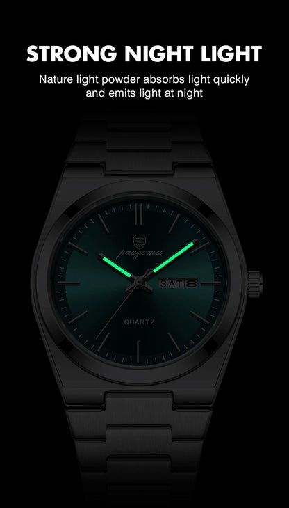 PAAZOMU Fashion Men's Quartz Watch Stainless Steel Waterproof Luminous Man Watch Chronograph Date Multifunction Watches For Men