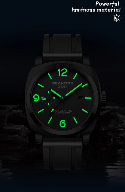 SEAKOSS GMT Diving Automatic Mechanical Watches Men 1963 ST2557 Seagull Movement 316L Super Luminous Calendar 10Bar Wristwatches