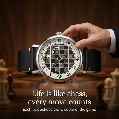 Men automatic watch chess checjerboard mechanical watches waterproof vintage business luminous skeleton leather gift for you