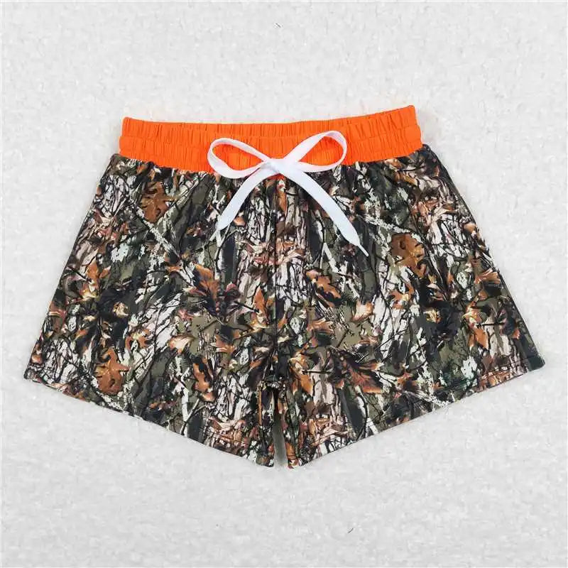 Wholesale Children Summer Grey Camo Print Swimsuit Kid Stretchy Swimwear Infant Matching Baby Boy Girl Swimming Trunks Shorts