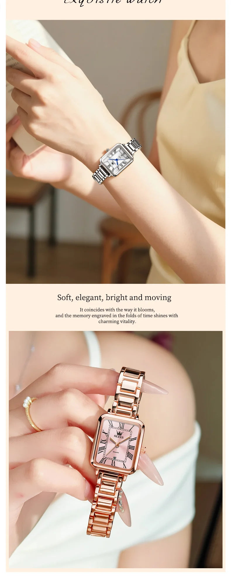 OLEVS 5641 Ladies Watch Fashion Luxury Original  Square Quartz Watch Waterproof Luminous Automatic Date Watches For Woman Gifts