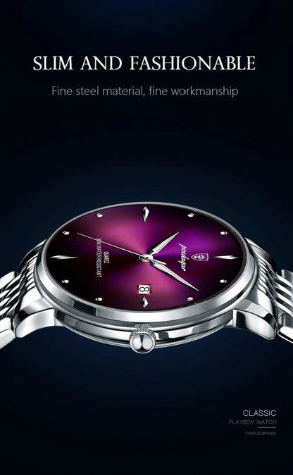 POEDAGAR Luxury Sports Men Watch Waterproof Luminous Stainless Steel Date Wristwatch For Man Quartz Clock Business Men's Watches