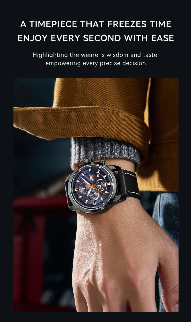 OPK 6083 Men's Quartz Watch Leathar Strap Luxury Luminous 30m Waterproof Modern Business Watches For Men