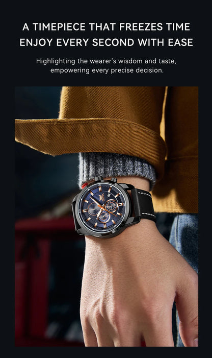 OPK 6083 Men's Quartz Watch Leathar Strap Luxury Luminous 30m Waterproof Modern Business Watches For Men