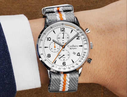 CADISEN Men's Watches Luxury Quartz Watch For Men Japan MIYOTA 0S10 Movt Canvas Strap Chronograph Waterproof Men's Wristwatch