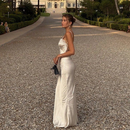 White Lace Hollow Out Halter Long Dress Women Sexy Sleeveless Off Shoulder Slim Maxi Dresses 2026 Lady Holiday Beach Vestidos