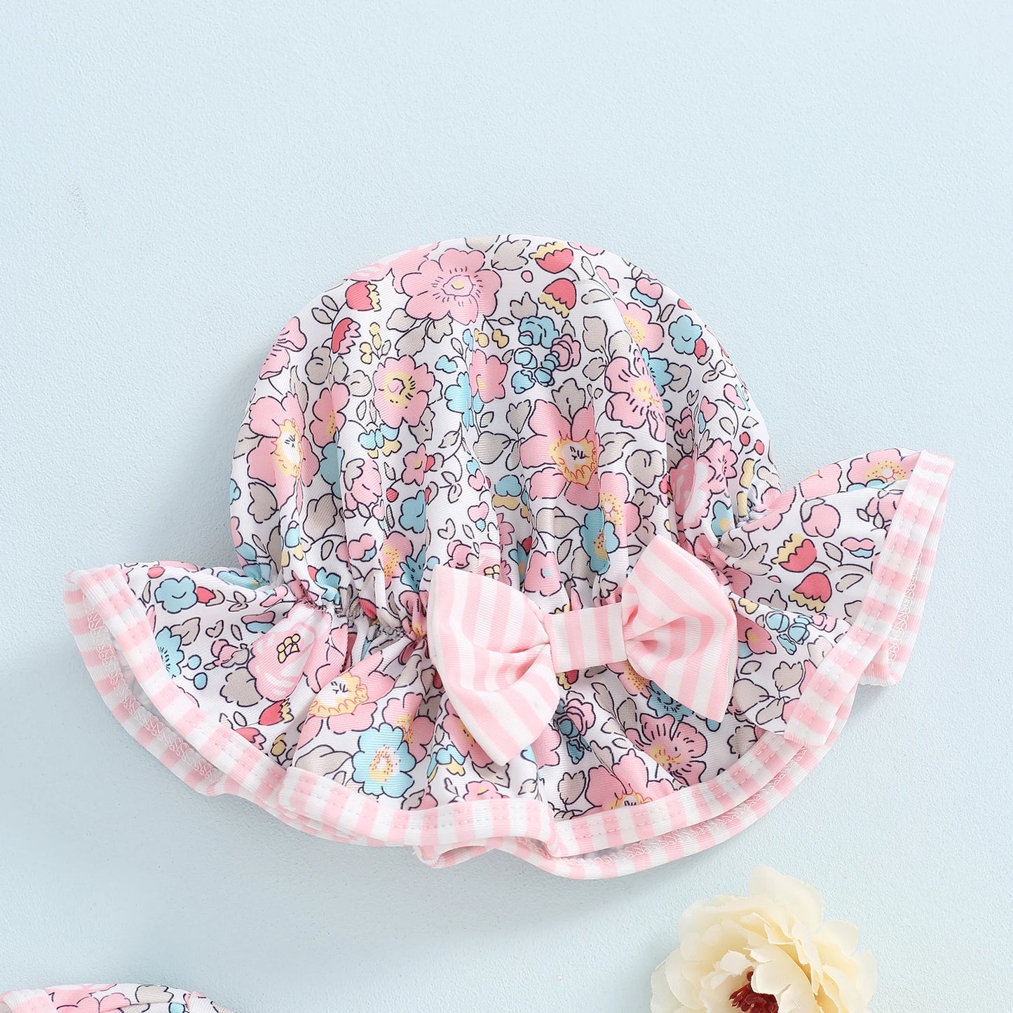 MISOWMNJOY Ruffle Floral Print Baby Girls Beachwear Summer Rash Guard Swimsuit Long Sleeve Bathing Suit Infant Swimwear with Hat