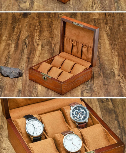 Wooden Watch Box Luxury Mechanical Watch Boxes Men Portable with Lock Watches Case Waterproof Cases for Wrist Watch Organizer