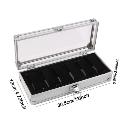 VANSIHO  Aluminum Watches 6/10/12 Grids Suitcase With Glass Window Watch Storage Aluminum Case  Watch Box Organizer For Men