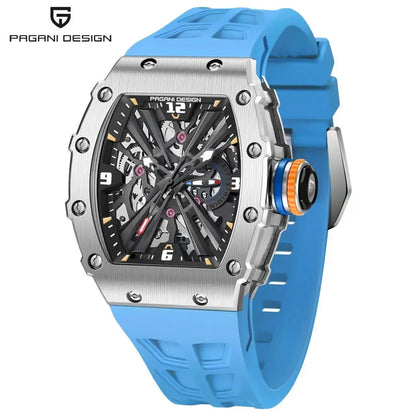 PAGANI DESIGN  Luxury Mens Quartz Watches Barrel Shape Waterproof Wrist Watch For Men VH65 Silicone Luminous Sapphire Mirror