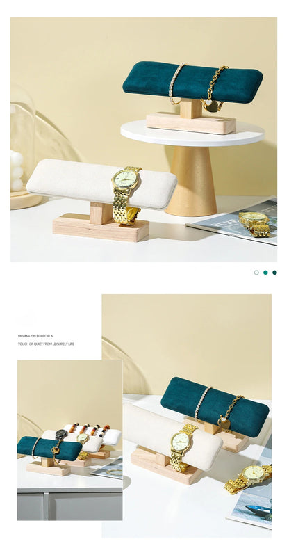 1Pc Wooden Watches Display Stands Base Watch Necklace Bracelet Organizer Rack Bangle Scrunchie Headband Showcase Stands