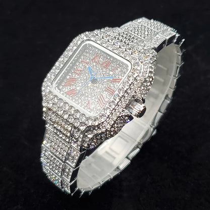 Luxury Full Diamond Watches Women Fashion Bling Silver Stainless Steel Quartz Wristwatch Iced Out Shiny Jewelry Watch 2026 New