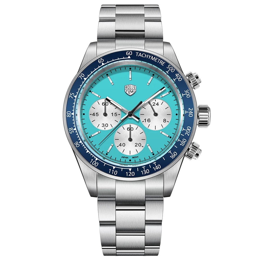 2026RollsTimi Luxury Quartz Watches men's Vk63Movt sports Chronograph men's fashion sapphire all-steel diving watch reloj hombre