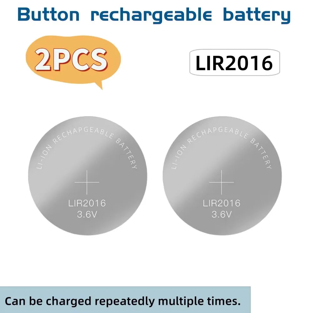 2PCS LIR2032 LIR2025 LIR2016 LIR2430 LIR2450 Rechargeable Battery CR2032 CR2025 CR2016 CR2430 CR2450 for watches