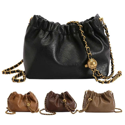 Women Crossbody Tote Bag PU Leather Pleatd Hobo Bag Versatile Messenger Bag Satchel Sling Bag Girl Stylish Purse