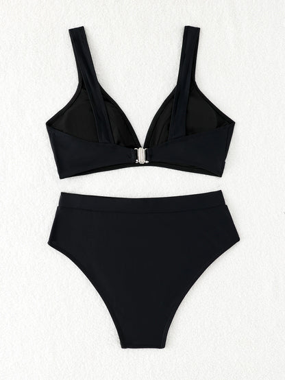 U-wire Bikinis 2026 Women High Waist Swimwear Solid Swimsuit Female Beachwear Summer Bathers Bathing Swimming Swim Suit XL