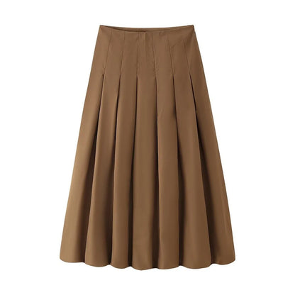 Women's Autumn New Short Zipper Jacket Short Sleeved Top High Waisted Pleated Lantern Flower Bud Half Skirt Set