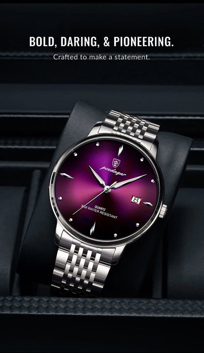 POEDAGAR Luxury Sports Men Watch Waterproof Luminous Stainless Steel Date Wristwatch For Man Quartz Clock Business Men's Watches
