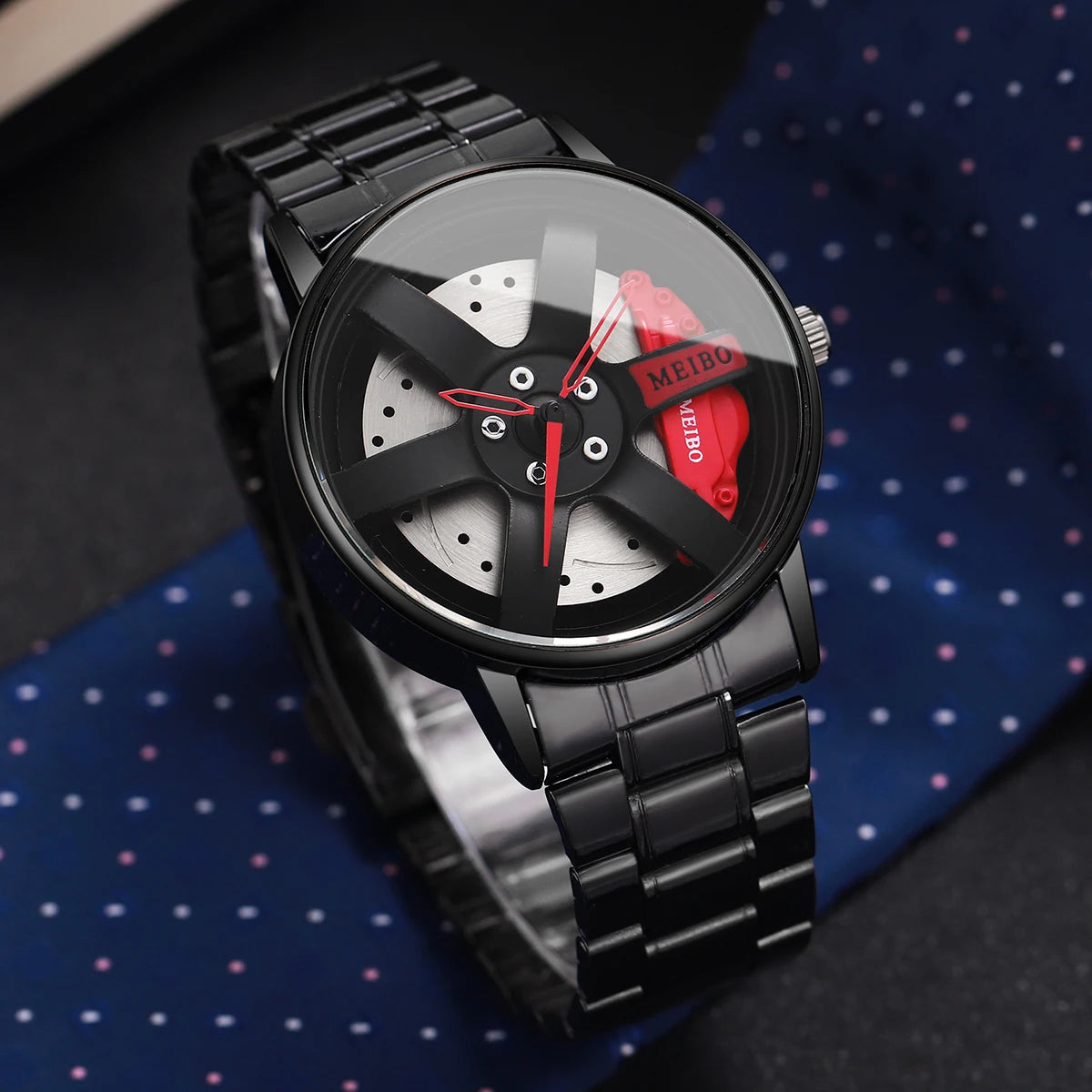 4PCS/Set Fashion 3d Car Wheel Dial Men Sports Watches Luxury Stainless Steel Quartz Watch Jewelry Set Reloj Hombre (Without Box)