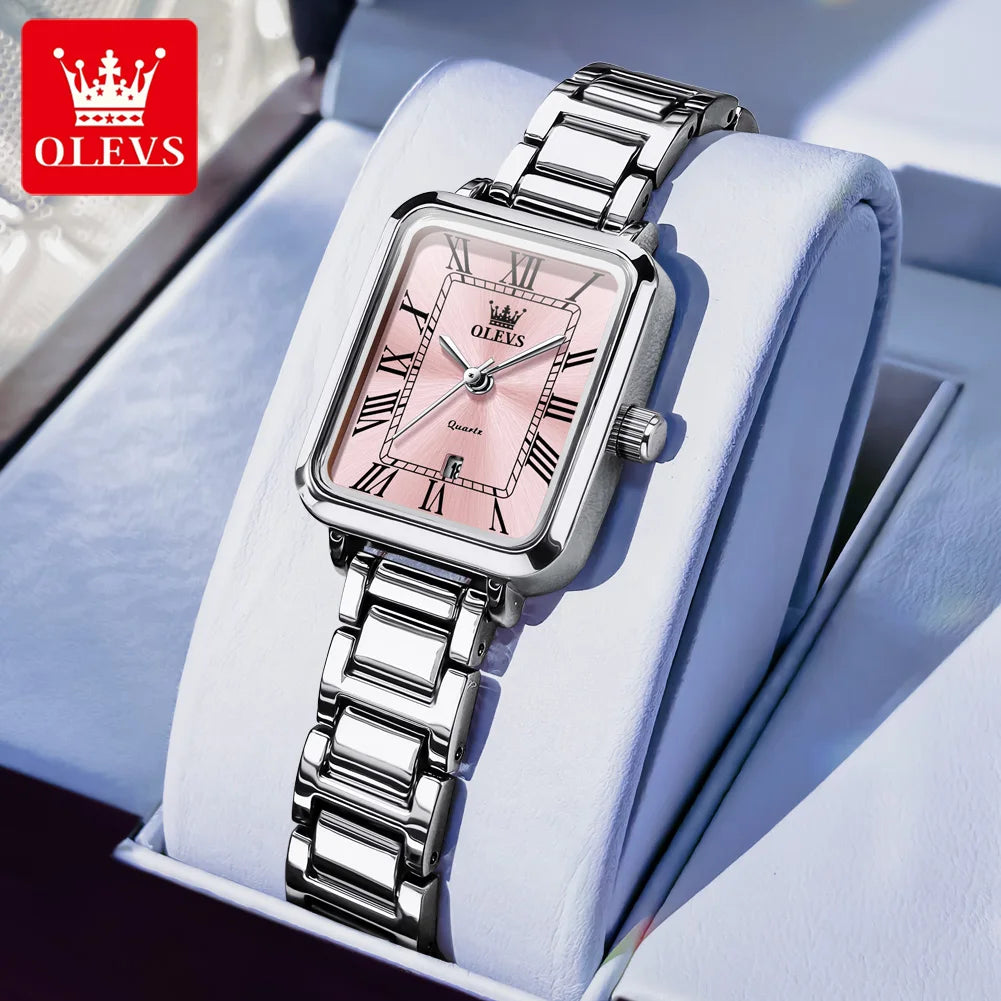 OLEVS 5641 Ladies Watch Fashion Luxury Original  Square Quartz Watch Waterproof Luminous Automatic Date Watches For Woman Gifts