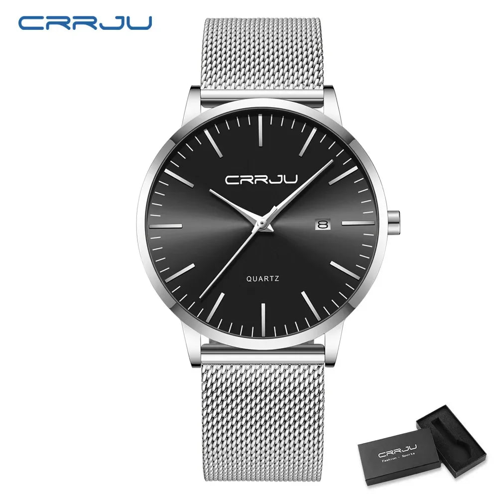 Watch for Men, Stainless Steel 40mm with Mesh Strap Mens Watches,Classic Ultra Slim 7mm Men's Wrist Watches Automatic Minimalist