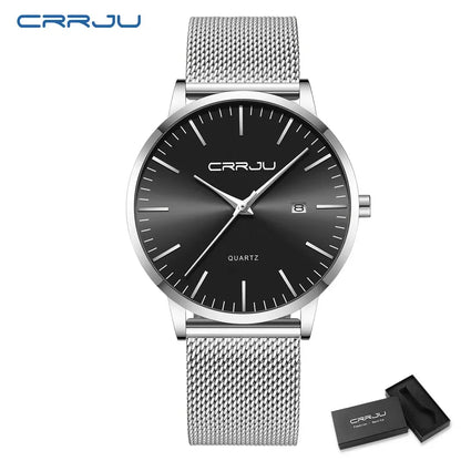Watch for Men, Stainless Steel 40mm with Mesh Strap Mens Watches,Classic Ultra Slim 7mm Men's Wrist Watches Automatic Minimalist