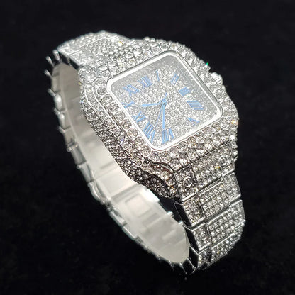 Luxury Full Diamond Watches Women Fashion Bling Silver Stainless Steel Quartz Wristwatch Iced Out Shiny Jewelry Watch 2026 New