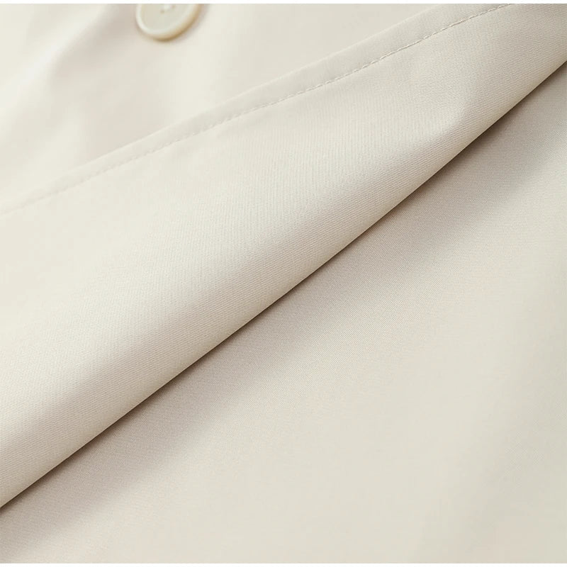 Solid Lapel Lace Up Trench Coat Women Fashion Full Sleeve Waist Cinching Short Windbreak New Autumn Office Commute Outwear 2026