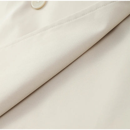 Solid Lapel Lace Up Trench Coat Women Fashion Full Sleeve Waist Cinching Short Windbreak New Autumn Office Commute Outwear 2026