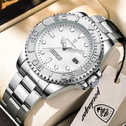 POEDAGAR Top Luxury Male Watch Waterproof Luminous Date Men Watch Stainless Steel Male Clock Sport Fashion Men's Quartz Watches