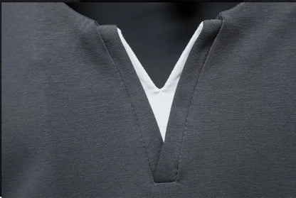 Men's T-shirts Summer Henley V-neck Short Sleeve Casual Solid Color Slim Fit T-shirt Breathable Basic Loose Fitness Sports Top