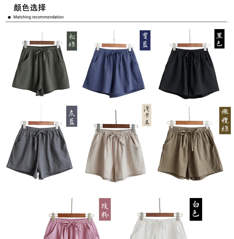 Summer Cotton Linen Shorts Women High Waist Oversize Shorts Short Pants Women Fashion Casual Sports Shorts Female S-XL