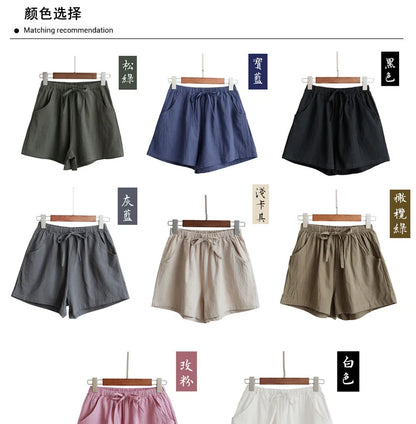 Summer Cotton Linen Shorts Women High Waist Oversize Shorts Short Pants Women Fashion Casual Sports Shorts Female S-XL