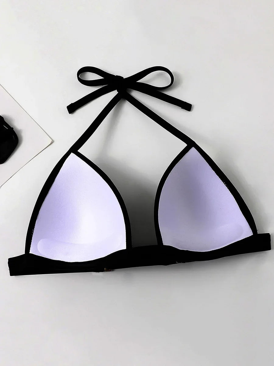 2025 Halter Bra Cup Bikini Women Swimsuit Female Push Up Swimwear Two Pieces Bikini set Brazilian Bather Bathing Suit Swim Lady