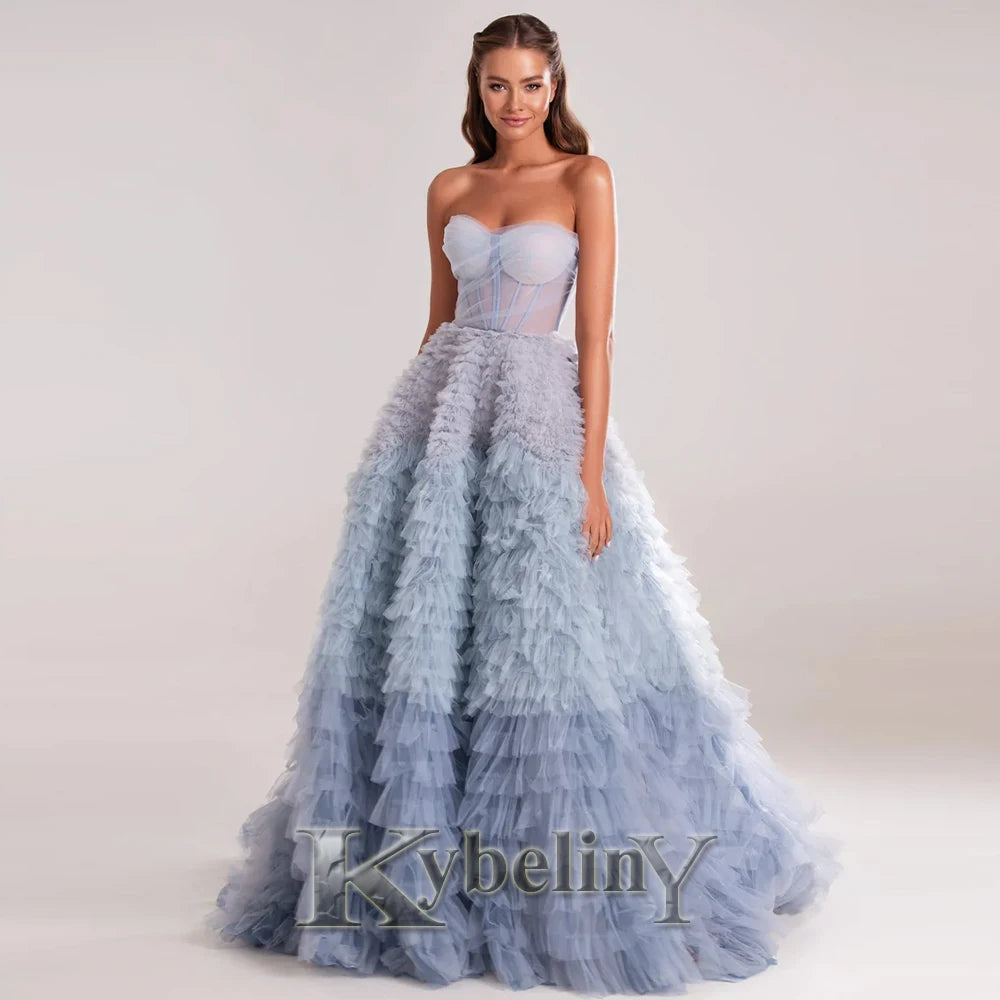 Kybeliny Luxury Rhinestones Graduation Dresses Mermaid Pleat Tulle Off the Shoulder Vestidos de Graduacion Customization