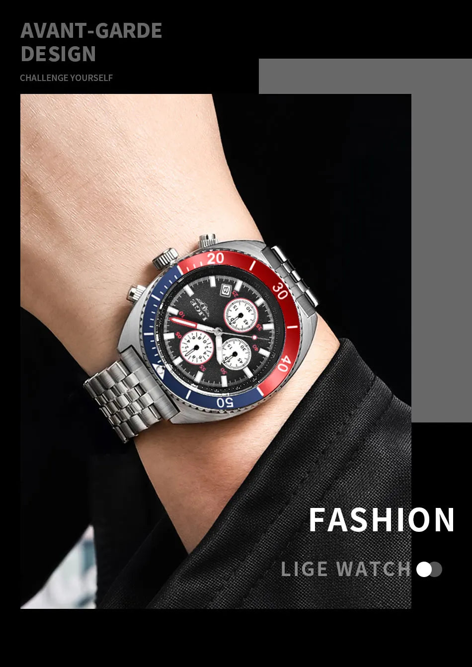 LIGE New Business Luxury Watches Men Top Quality Fashion Quartz Wristwatches Male 30M Waterproof Casual Mens Watch Gifts Reloj