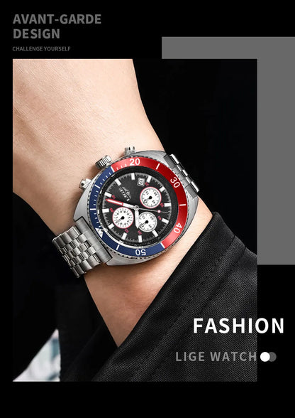 LIGE New Business Luxury Watches Men Top Quality Fashion Quartz Wristwatches Male 30M Waterproof Casual Mens Watch Gifts Reloj
