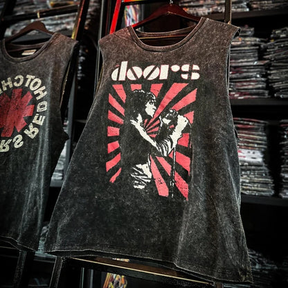 American Rock Band Printed Vintage Washed Sports Vest Cotton Sleeveless Men's T-shirt Hip-hop Gym Clothing Tank Top Summer 2025