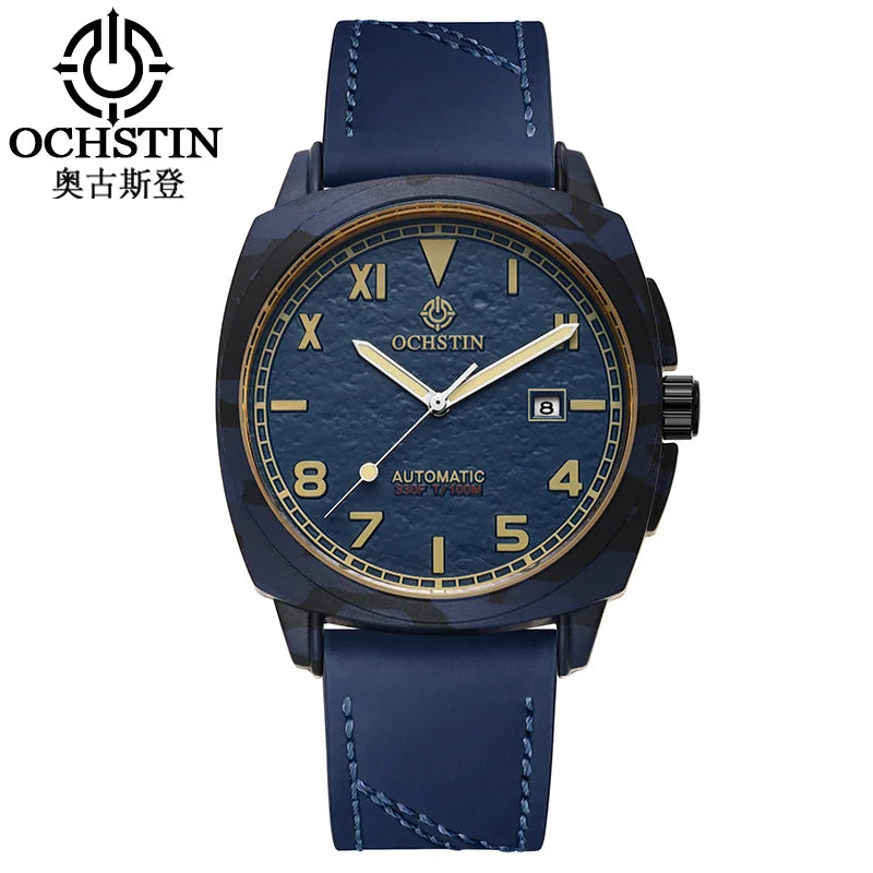 OCHSTIN Men's Automatic Mechanical Movement Watches Man Leather Strap Wristwatch Waterproof Master Series Luminous Hand Watch